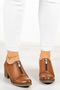 Brittany Tan Genuine Leather Casual Heeled Shoes - 3