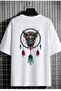 Unisex Oversize T-Shirt Baykuş Bakı White