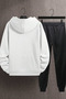 Men's Winter White Black Sweatshirt Tracksuit Combination Suit Bottom Top - 4