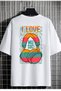 Men's Oversize White Color T-Shirt I Love Music Printed