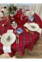 New Year Red Plaid Round Tablecloth 150 cm - 2