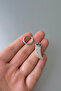 Unisex Silver Elephant Tooth Concept Dangle Steel Hoop Earrings - 3