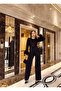 Women's Black Imported Fabric Sequined Belted Sleeves Otrish Detail Lined Special Design Jumpsuit - 6