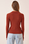 Corded Polo Neck Knitted Blouse - Tile Lgt0008 - 3
