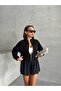 Women's Black Zippered Sleeve Elastic Waist 3 Thread Sweat - 6