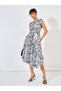 Animal Print Sleeveless A-Line Midi Dress
