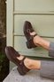 Peter Women's Brown Suede Buckle Loafer Shoes - 3