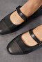 Medes Women's Genuine Leather Ballerinas - Double Color Black Glitter Belt Scarf - 5