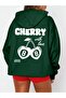 سويت شيرت نسائي مطبوع عليه شعار CHERRY، قماش مدمج بثلاث خيوط (بطانة داخلية من القطن)