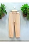Children's Belt Detailed Seersucker Fabric Tan Trousers - 2