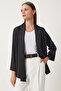Shawl Collar Stylish Satin Surface Jacket Black Lmc0040 - 2