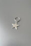 Unisex Silver Big Star Figure Dangle Steel Hoop Earrings - 2