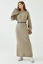 Women's Off-Shoulder Crew Neck Long Sleeve Oversize Fit Mink Knitwear Dress with Belt 4097 - 5