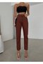 Ns-57674 Women's Mom Jean Brown High Waist Stretch Fabric Denim Pants - 3