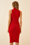 Stand Collar Ribbed Lycra Knitted Dress Red Lgt0018 - 4