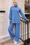 6077 Stone Detailed Knitwear Set Blue
