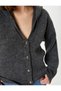 Hooded Cardigan V Neck Buttoned - 5