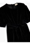 Velvet Jumpsuit with Balloon Sleeves, Flared Leg, and Belted Waist - 3