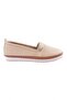 Women's V-Buckle Comfort Shoes - Flat Side Cream Leather