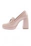 Women's Blunt Toe Buckle Platform Heeled Shoes Beige Skin 110623327 - 3