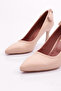 Women's Pointed Toe Low-Cut Back Bow Goblet Heel Shoes Tan 81121029 - 4