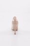 Women's Pointed Toe, Low-Cut Toe, Lip Buckle Detailed, Side Mesh Heeled Shoes, Beige Patent Leather 8814535 - 4