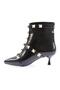 K4205-22K Women's Trocley Thin Heeled Boots Black Wrinkled Patent Leather - 3