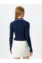 Polo Collar Ribbed Buttoned Textured Slim Fit Cardigan - 4