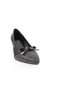 Woman's silver stone bow heeled shoe black crinkled patent leather 213162621 - 2