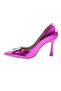 Women's Pointed Toe Crystal Stone Heeled Shoes Fuchsia Metallic 101633236 - 3