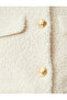 Collarless Crop Plush Blazer Jacket with Flap Pocket Detail - 6