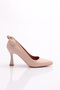 Women's Pointed Toe Low-Cut Back Bow Goblet Heel Shoes Tan 81121029