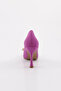 Women's Pointed Toe Crystal Stone Buckle Heeled Shoes Purple Satin 101653236 - 4