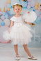 Girl's White Buckle Pompom Sleeves Evening Dress Party Birthday Dress - 6
