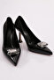 4503 Women's Pointed Toe, Low-cut, Big Crystal Stone Heeled Shoes - 2