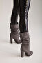Senza Bellows Suede Gray Suede 10 cm Women's Boots & Booties, High Heels - 6