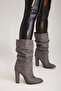 Senza Bellows Suede Gray Suede 10 cm Women's Boots & Booties, High Heels - 5
