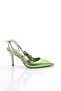 Women's Open Back Heeled Shoes Pistachio Green Metallic 711121085