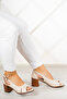 Karina Beige Genuine Leather Classic Heeled Shoes - 2