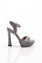 Women's Ankle Strap Heeled Evening Dress Shoes Platinum Silvery 31273564