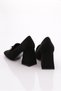 Black Suede Women's Heeled Shoes - Buckle, Model No: 15122859 - 3