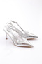 Women's Back Tie Heeled Shoes Silver Crocodile 81273564 - 2