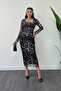Tulle Fabric Drawstring Detailed Pencil Dress - Anthracite