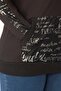 Women's Large Size Black Lacquer Print and Mesh Detailed Hooded Kangaroo Pocket Sweatshirt 65n28358 - 7