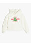Hooded Sweatshirt New Year Printed Glitter Detailed Raised