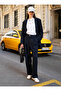 Straight Fit Fabric Trousers with Pleated Detail - Navy Blue - Benin