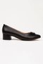 Women's Black Faux Leather Short Heel Stiletto Buckle - 4