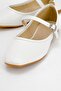 Women's Belted Stoned Blunt Toe Ballerinas White Skin - 3