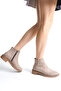 Women's Perry Beige Suede Classic Flat Short Ankle Boots - 3