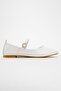 Women's Belted Stoned Blunt Toe Ballerinas White Skin - 2